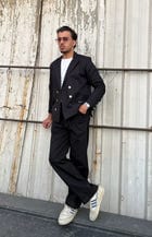 BLACK DOUBLE BREASTED STATEMENT BLAZER SET view 6