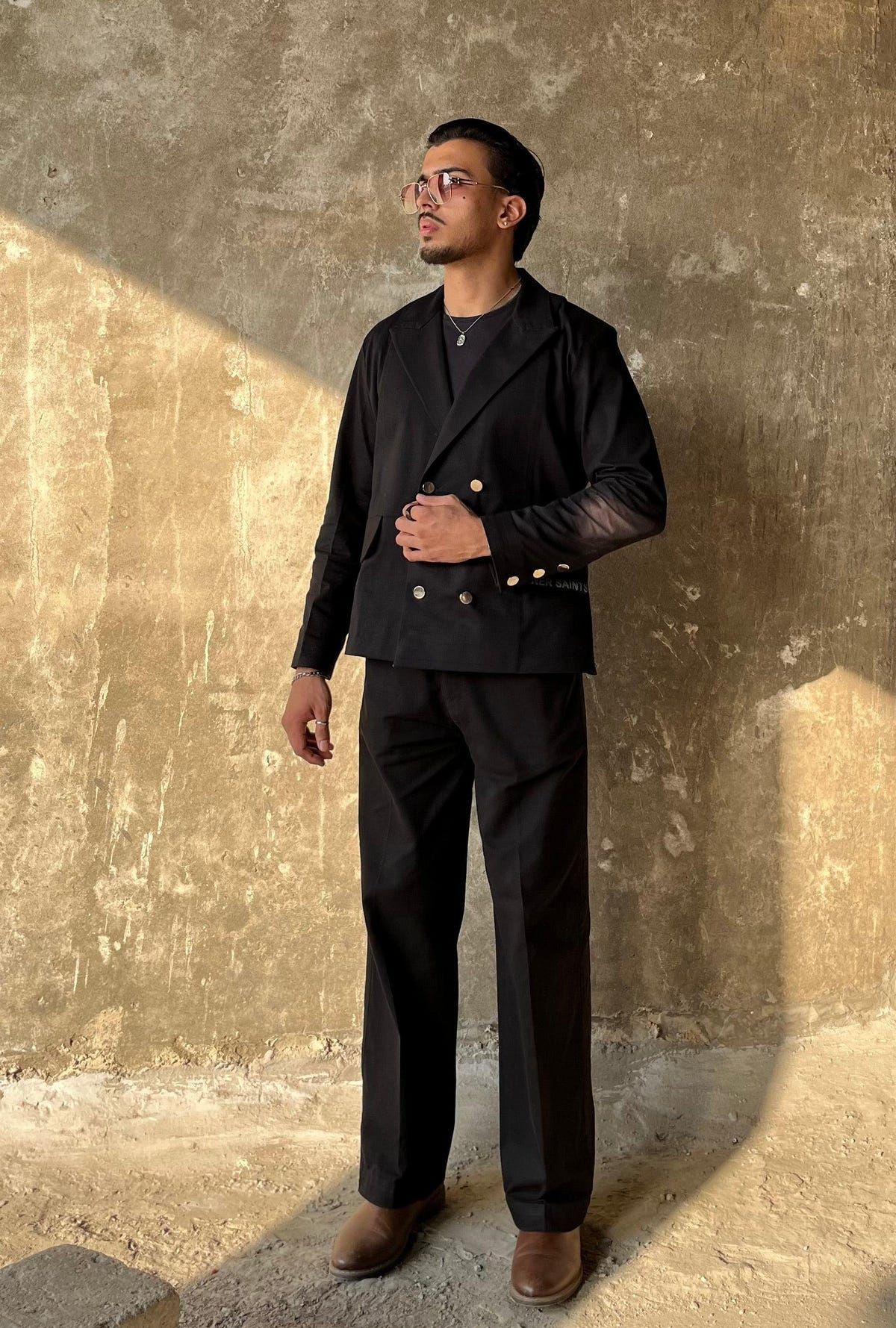 BLACK DOUBLE BREASTED STATEMENT BLAZER SET - image 7