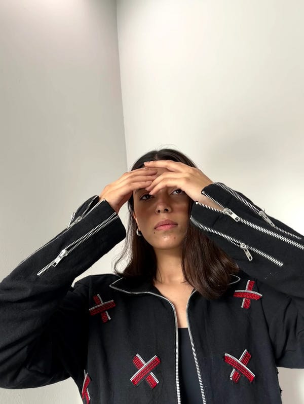 Inner Saints — Black X Raw Zip Jacket