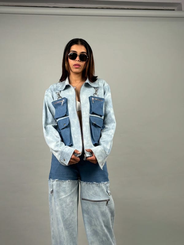 Inner Saints — Detachable Dual Jacket & Wide Leg Jeans Set