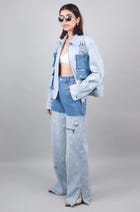 Detachable Dual Jacket & Wide Leg Jeans Set view 5