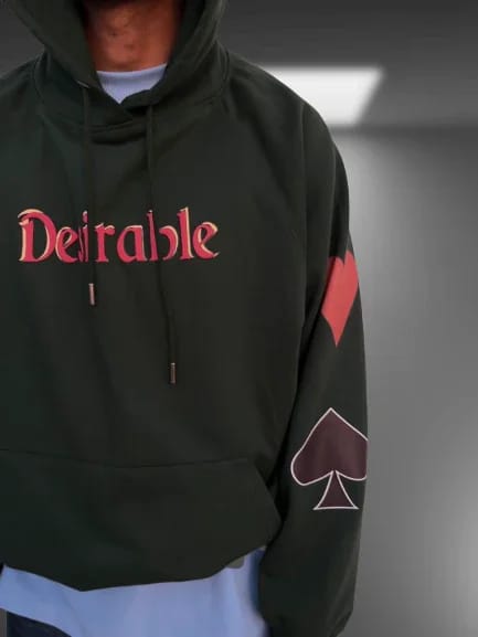 Inner Saints — Desirable Poker Bottle Green Oversized Hoodie