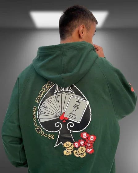Desirable Poker Bottle Green Oversized Hoodie - image 3