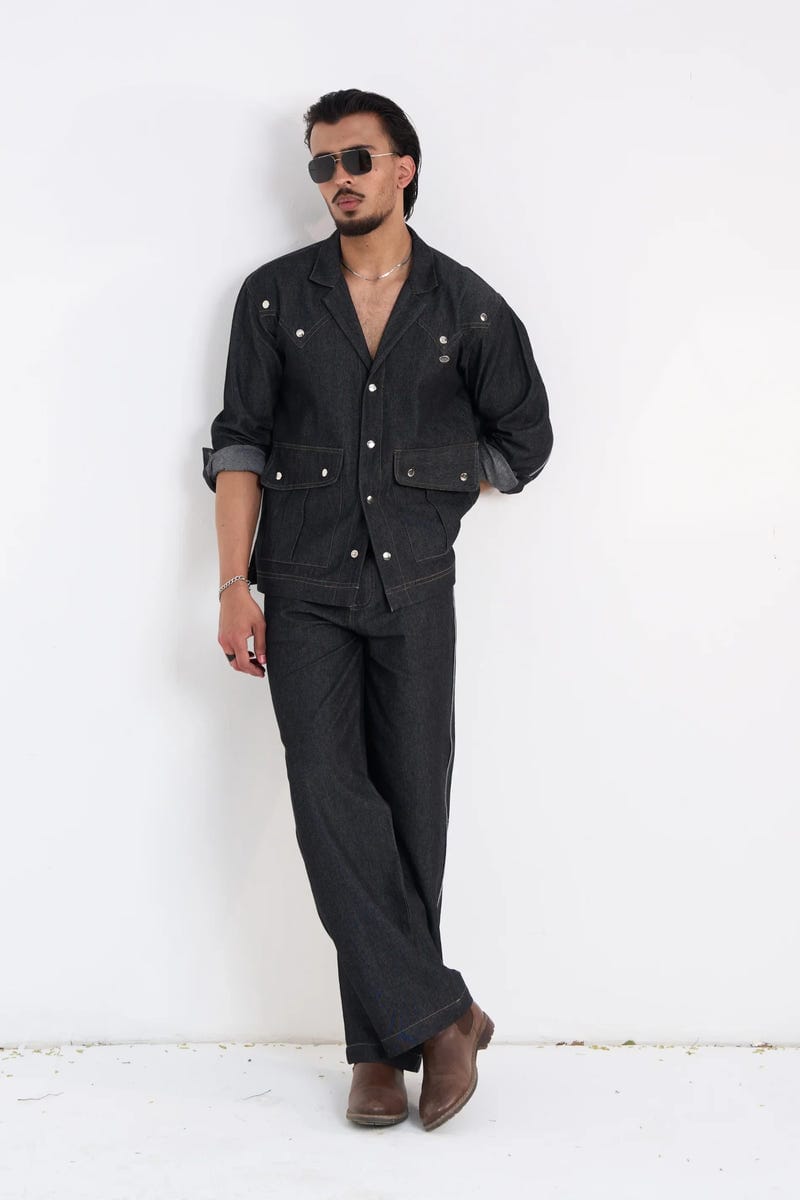 Comet Grey Denim Full-Sleeve Shirt