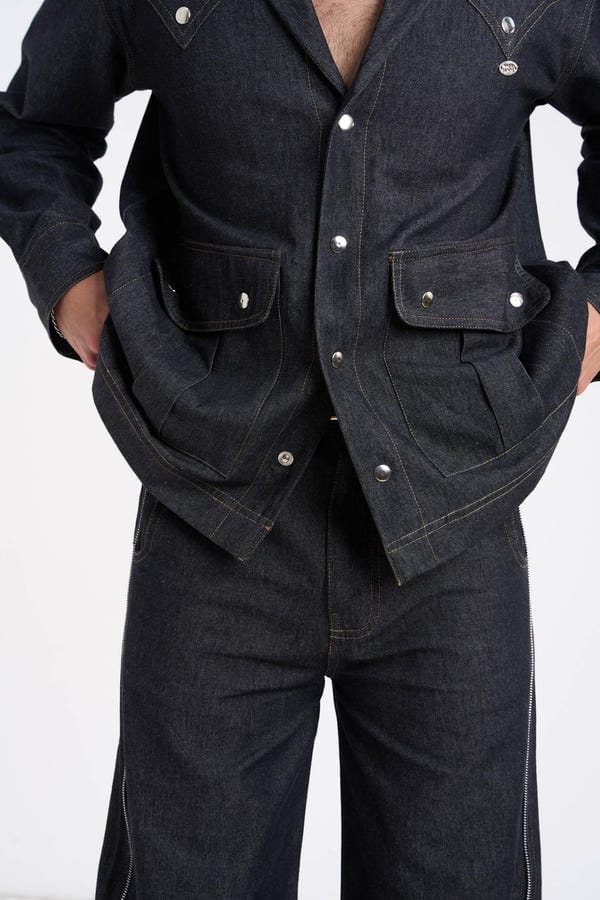 Inner Saints — Comet Grey Denim Full-Sleeve Shirt