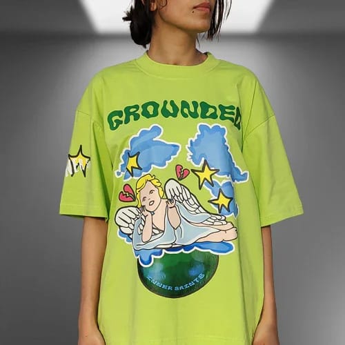 Grounded Cupid Oversized Neon Green T-shirt - image 1