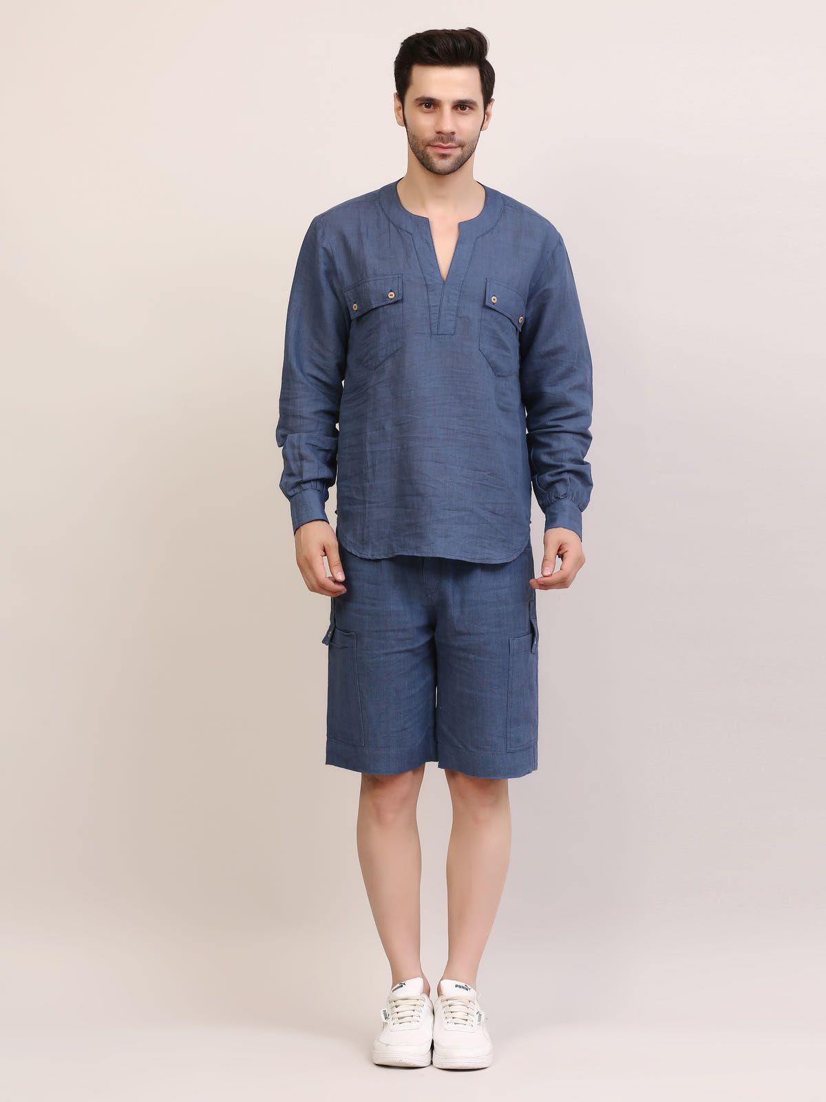 Blue Tuibasa Men linen Shirt - image 2
