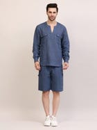 Blue Tuibasa Men linen Shirt view 2