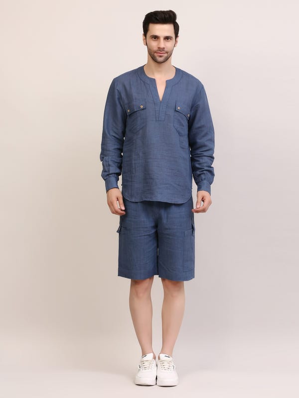 Johargram — Blue Tuibasa Men linen Shirt