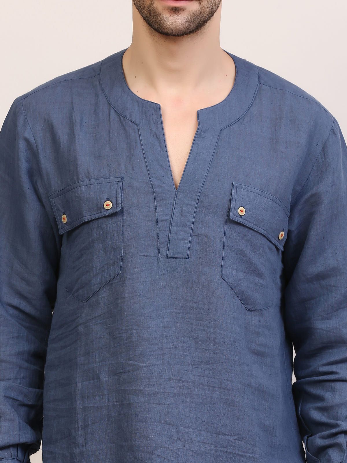 Blue Tuibasa Men linen Shirt - image 3