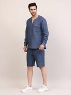 Blue Tuibasa Men linen Shirt view 4