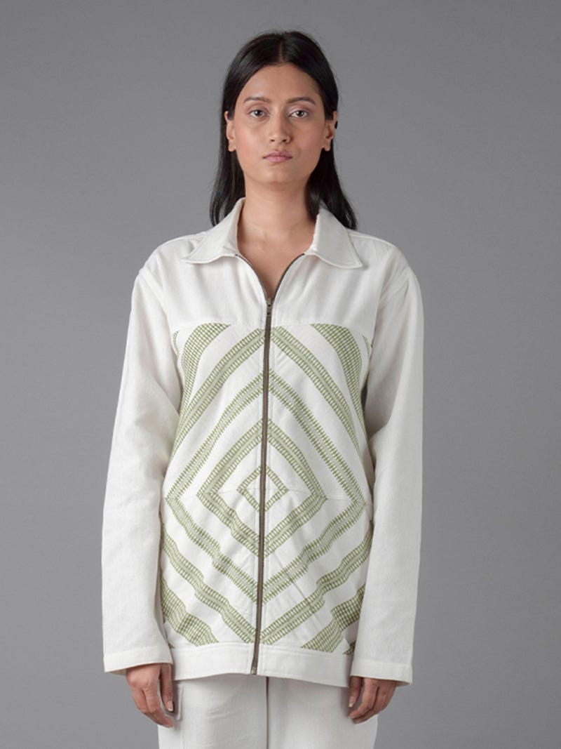 Unisex Green Mitered Shacket
