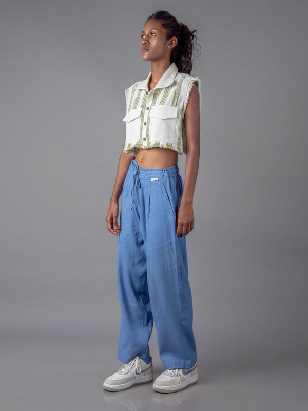 Johargram — Jharkhand Handloom Textile Unisex Blue Wide Leg Pant