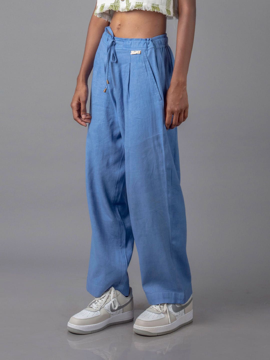 Jharkhand Handloom Textile Unisex Blue Wide Leg Pant - image 2