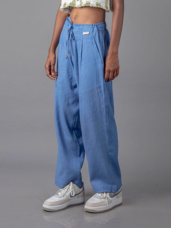 Johargram — Jharkhand Handloom Textile Unisex Blue Wide Leg Pant