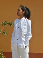 Women Biru Shirt view 1