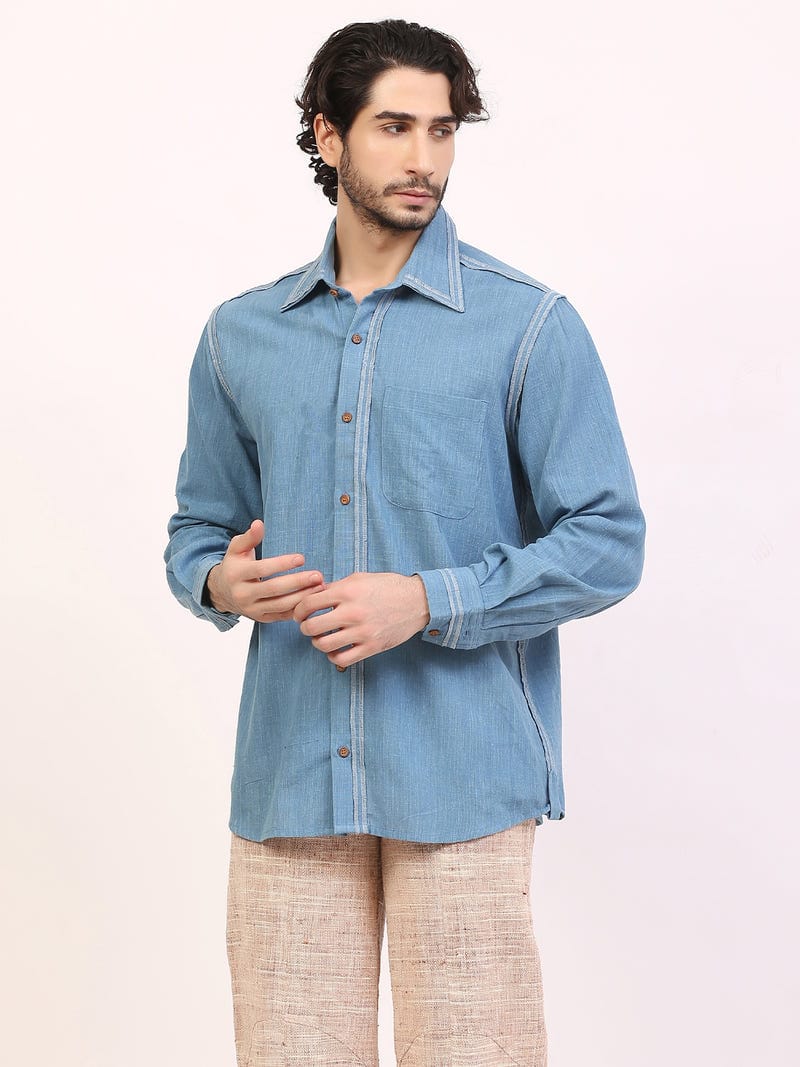 Indigo Overlock Detailing Shirt