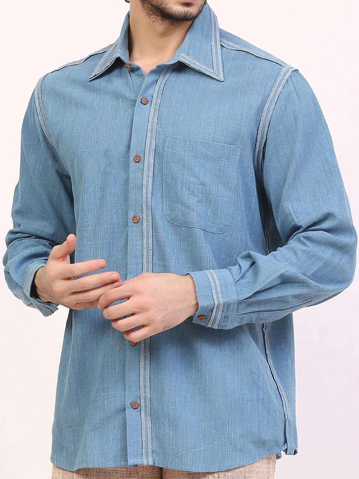 Indigo Overlock Detailing Shirt - image 2