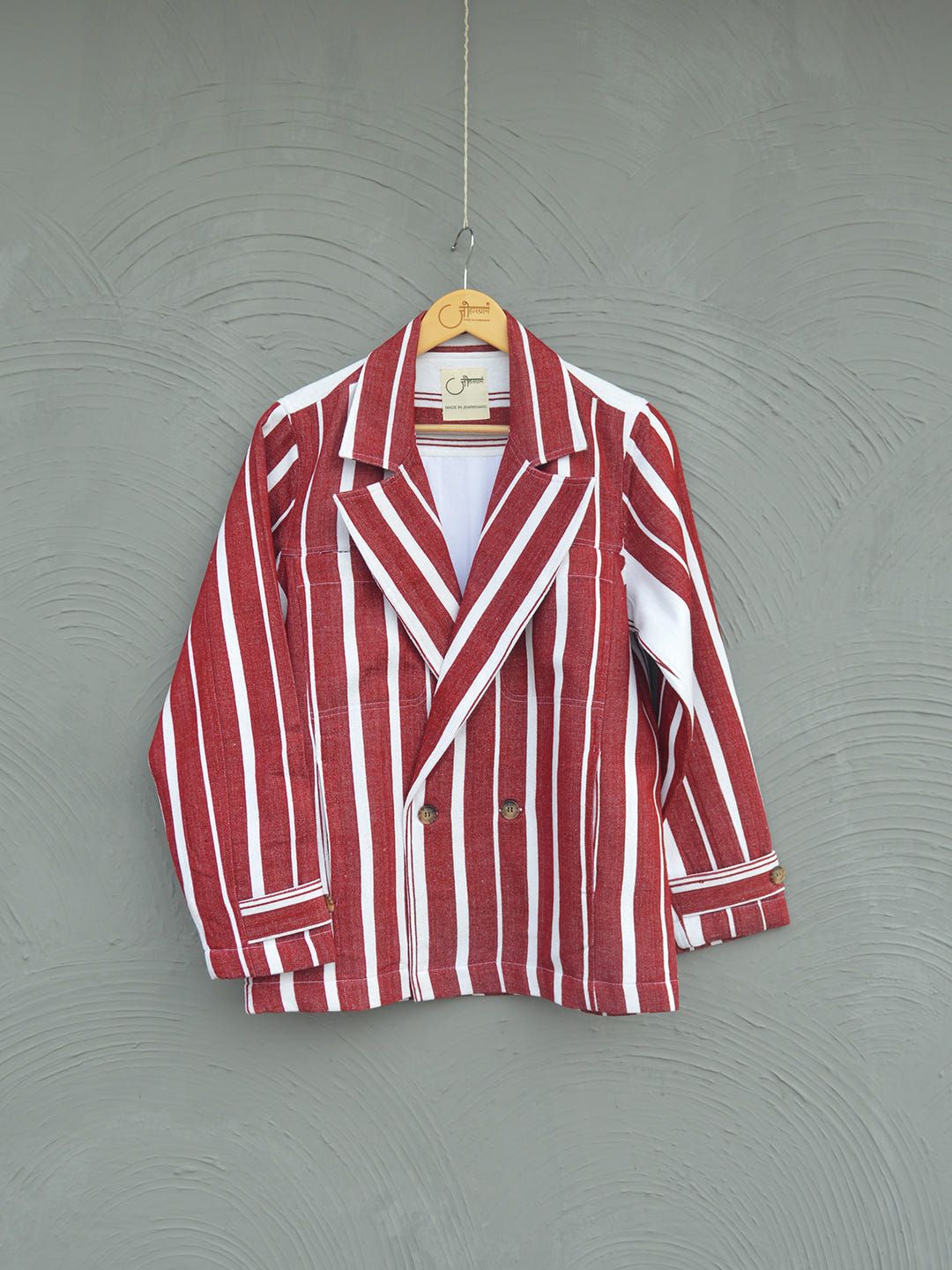 Johargram Handwoven Biru Striped Blazer - image 1