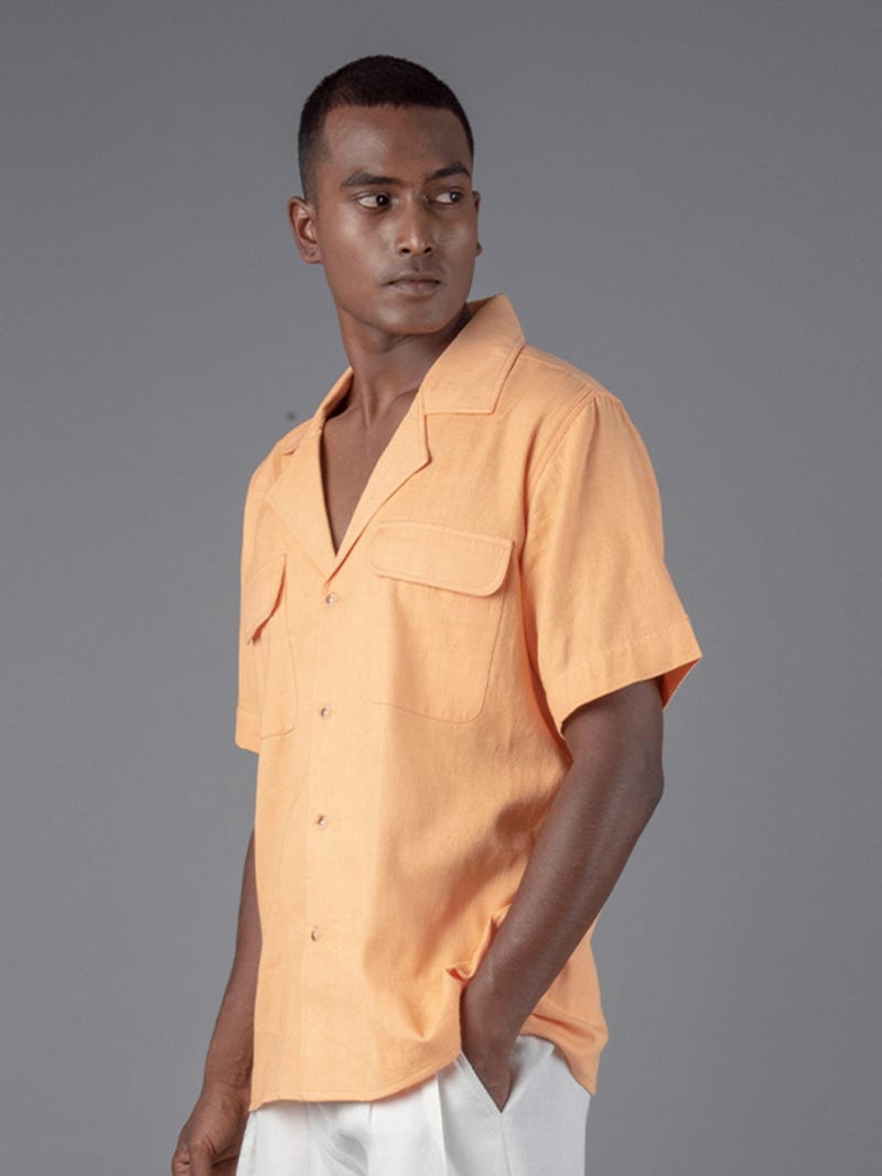 Handloom cotton Unisex  camp collar shirt