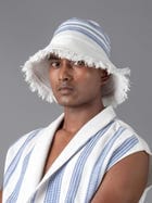 Blue bucket cap view 1