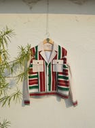 Biru unisex Maroon Green Biker Jacket view 1