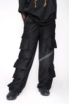 OBSIDIAN BLACK FLAP POCKET UNISEX TROUSERS view 2