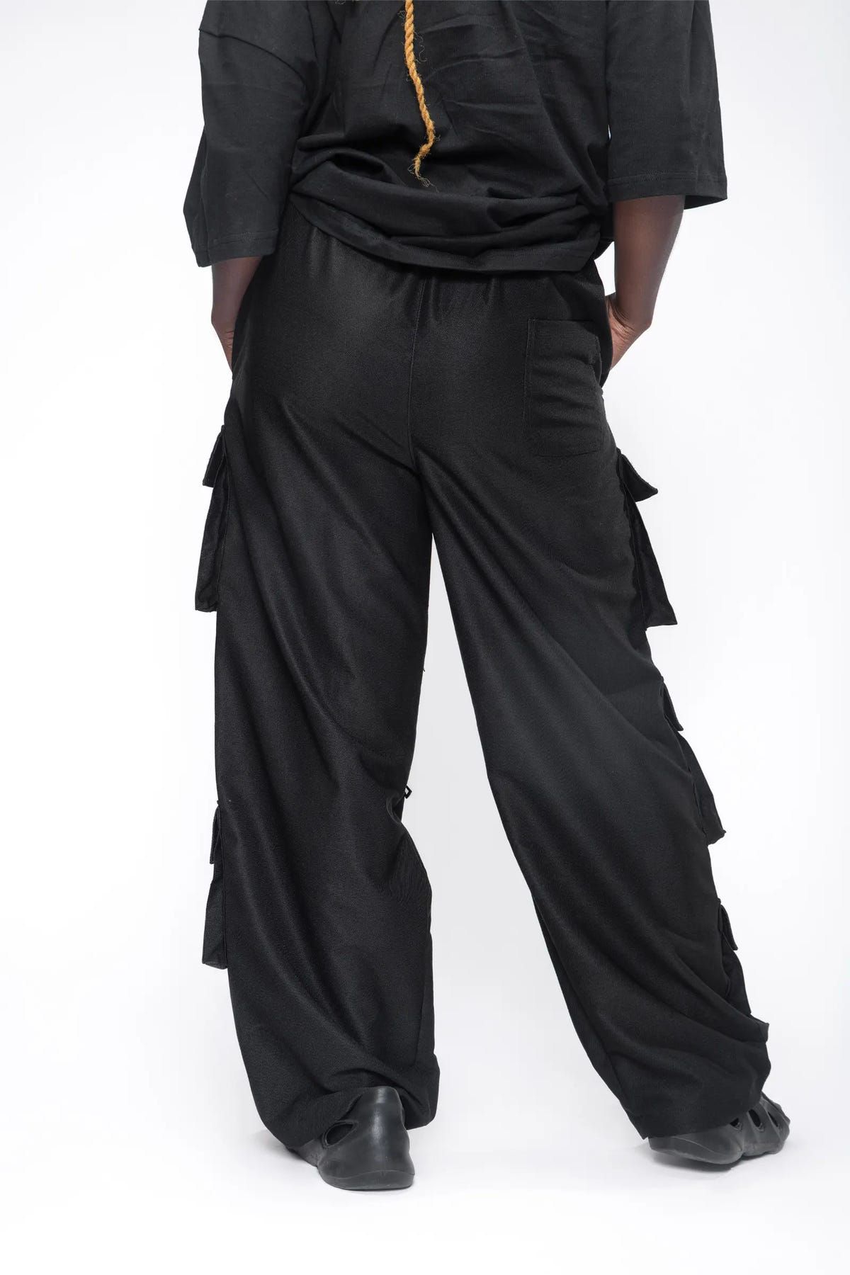 OBSIDIAN BLACK FLAP POCKET UNISEX TROUSERS - image 3
