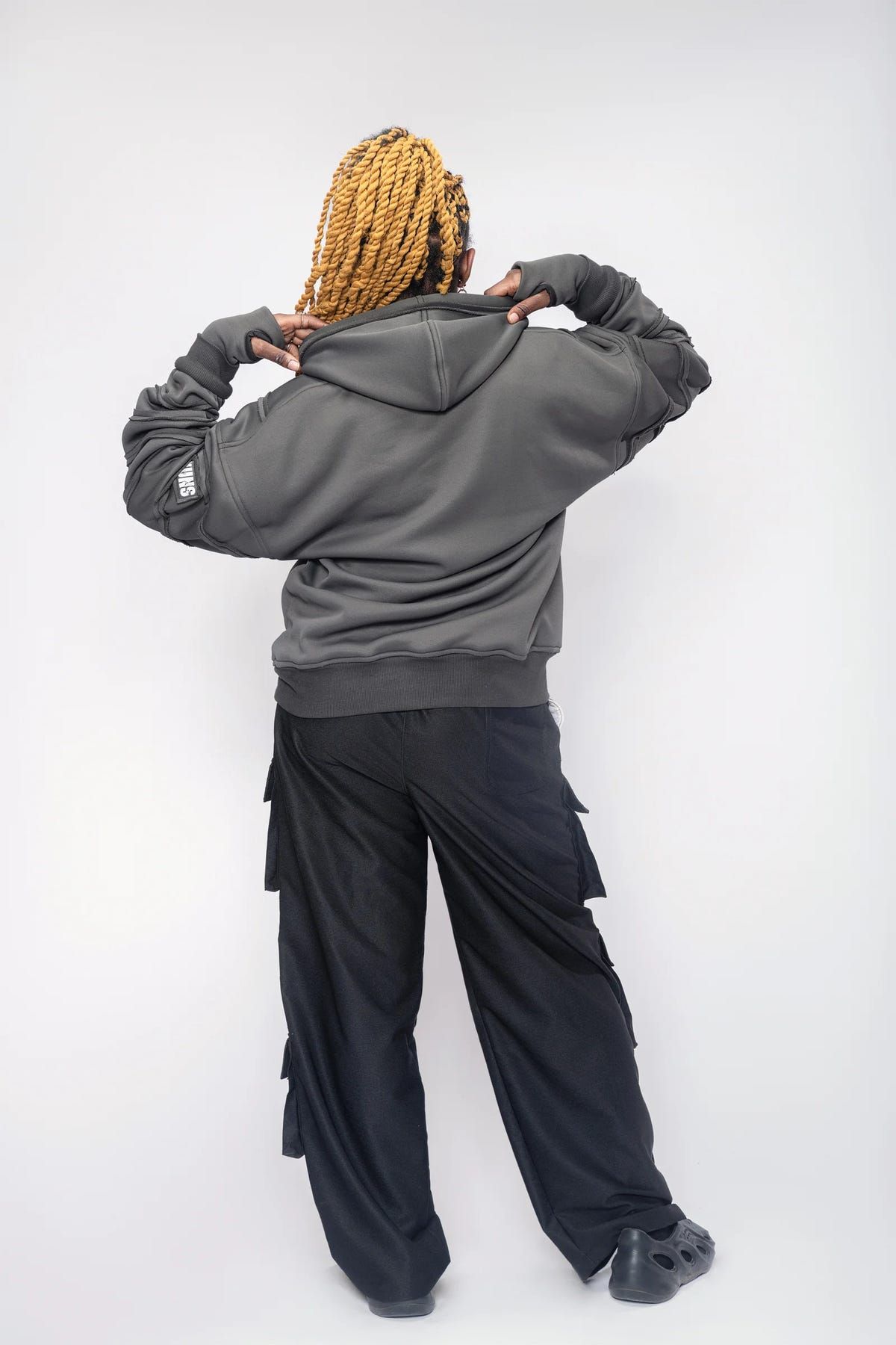 CHARCOAL STRIP UNISEX HOODIE - image 2