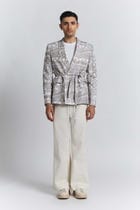 Contour Grid Belted Blazer view 4
