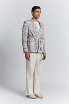 Contour Grid Belted Blazer view 5
