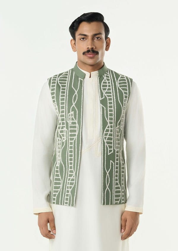 Line out Line — Grill Grid Bandi Jacket - Sage Green