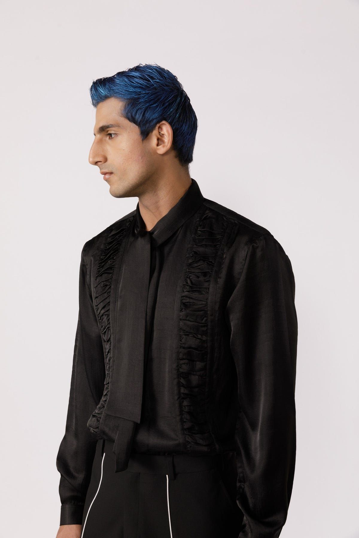 Ruched tie up neck shirt - image 1