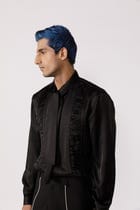 Ruched tie up neck shirt view 1