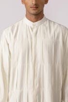 Box pleated mandarin collar shirt view 1