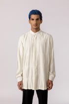Box pleated mandarin collar shirt view 2