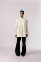 Box pleated mandarin collar shirt view 3