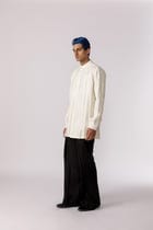 Box pleated mandarin collar shirt view 4