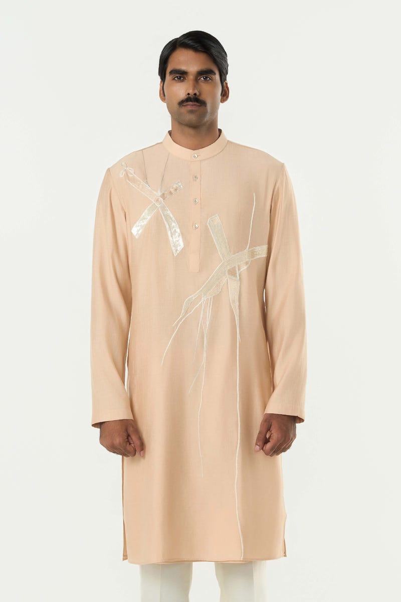 Axis Embroidered Kurta - Beige