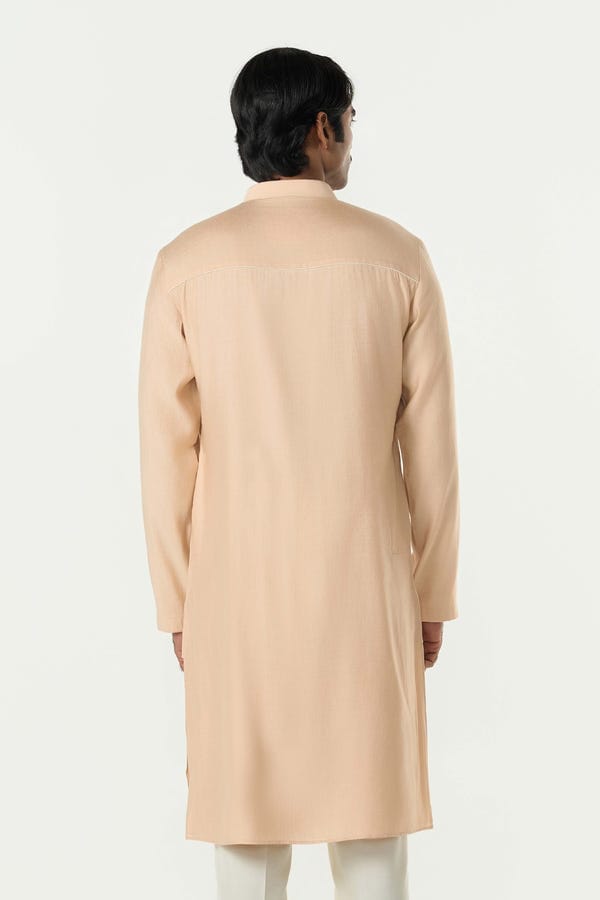 Line out Line — Axis Embroidered Kurta - Beige