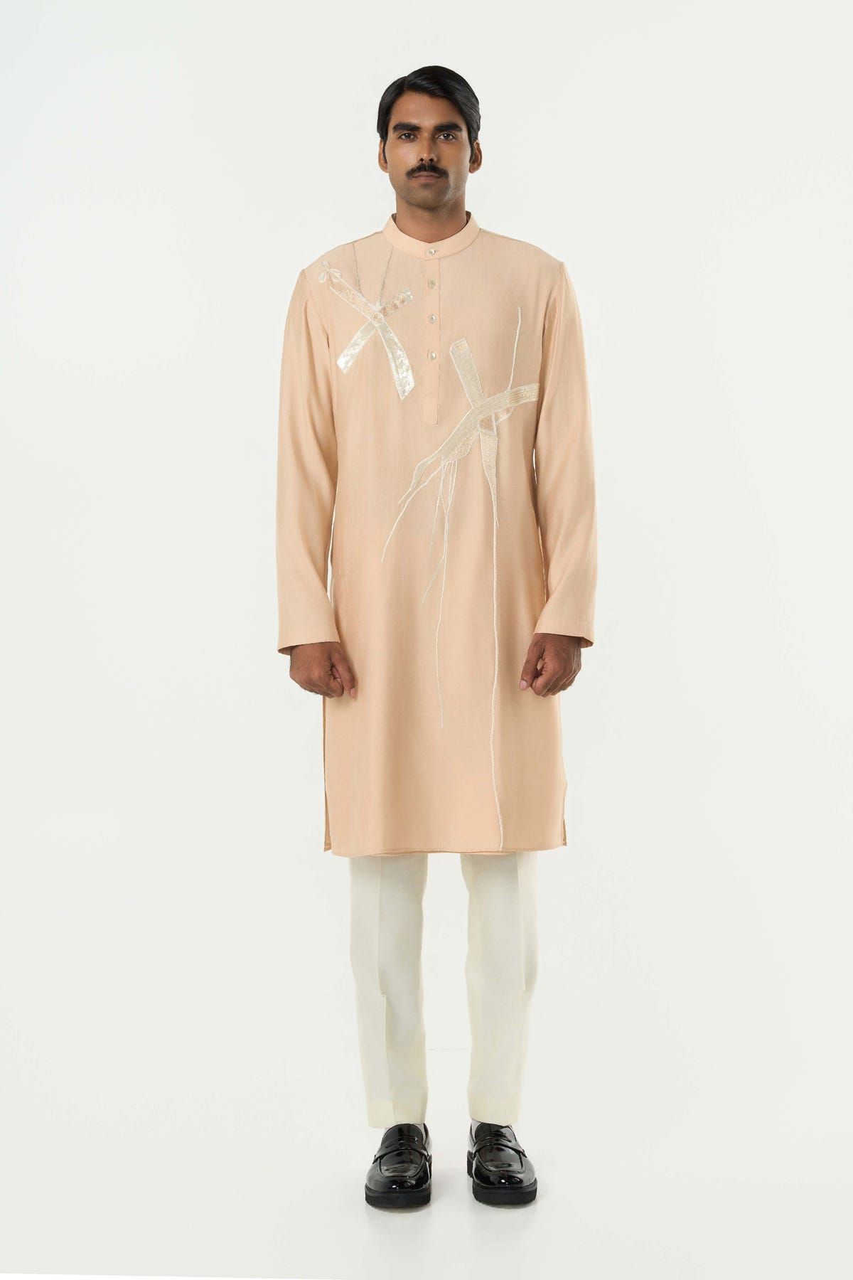Axis Embroidered Kurta - Beige - image 3