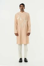 Axis Embroidered Kurta - Beige view 3