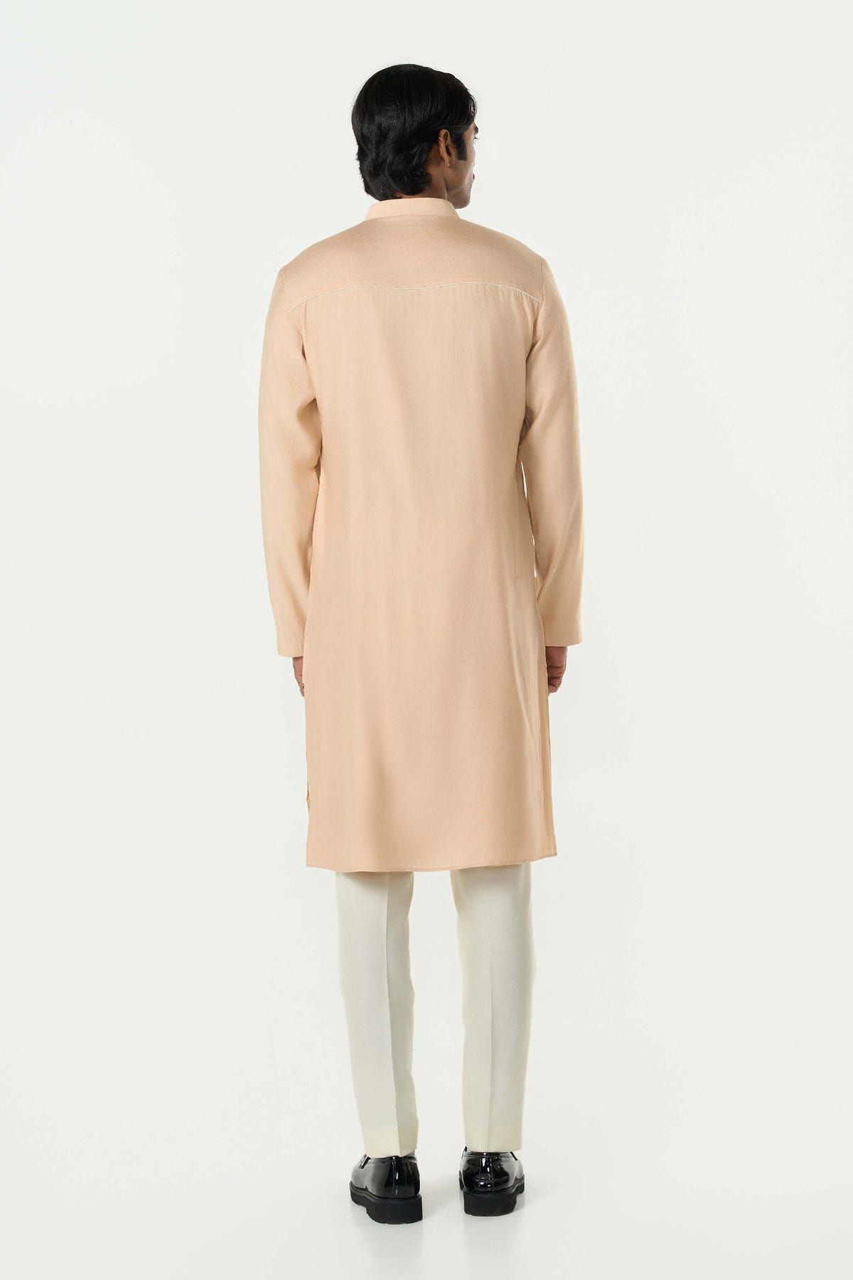 Axis Embroidered Kurta - Beige - image 4