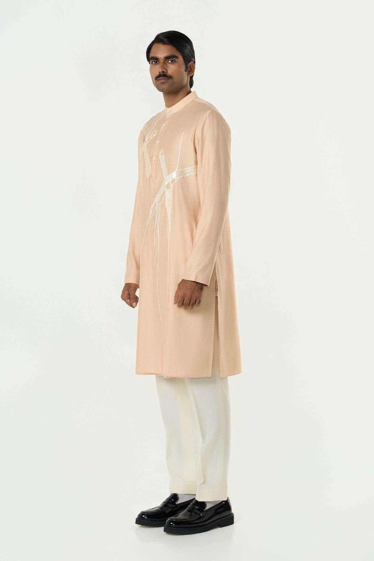 Axis Embroidered Kurta - Beige - image 5