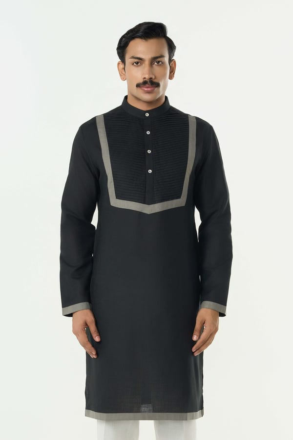 Line out Line — Circuit Pleat Kurta - Black