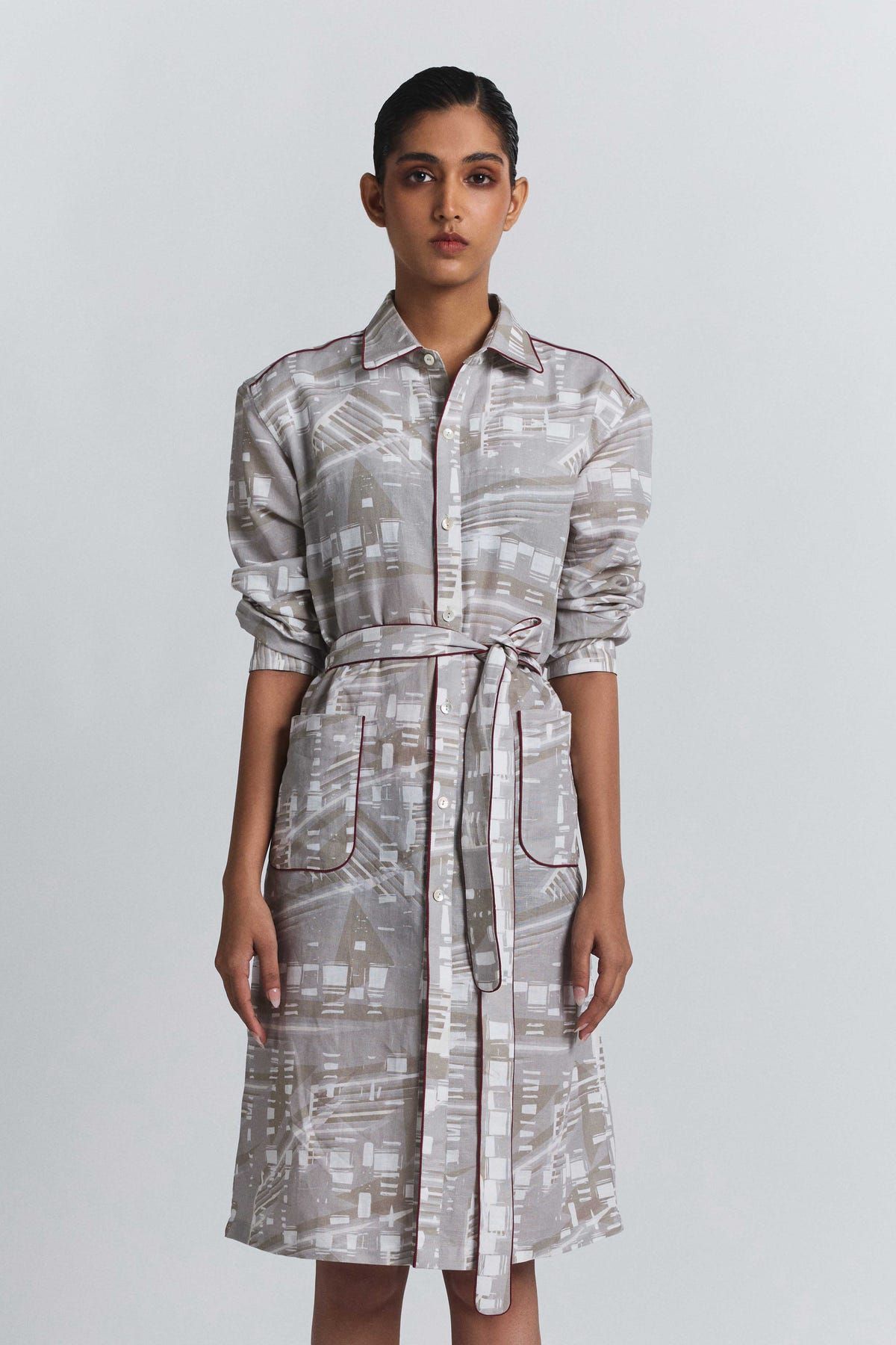 Contour Grid Shirt Dress - image 1