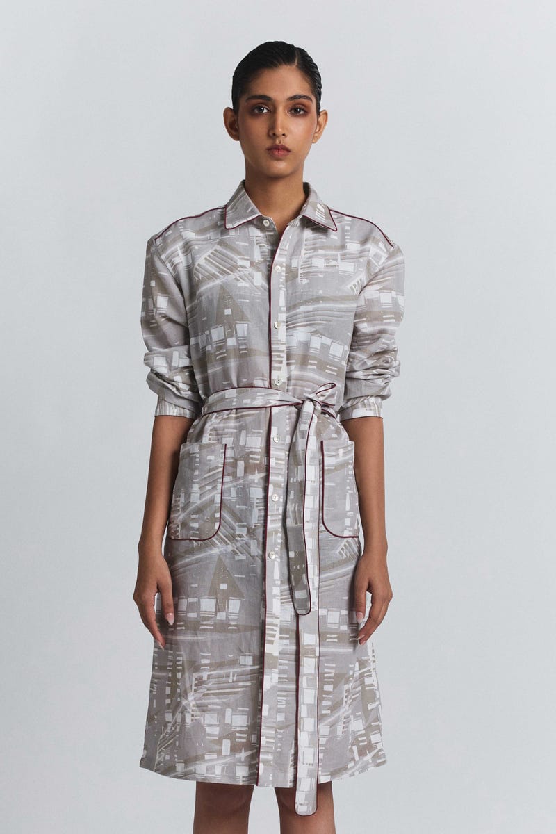 Contour Grid Shirt Dress