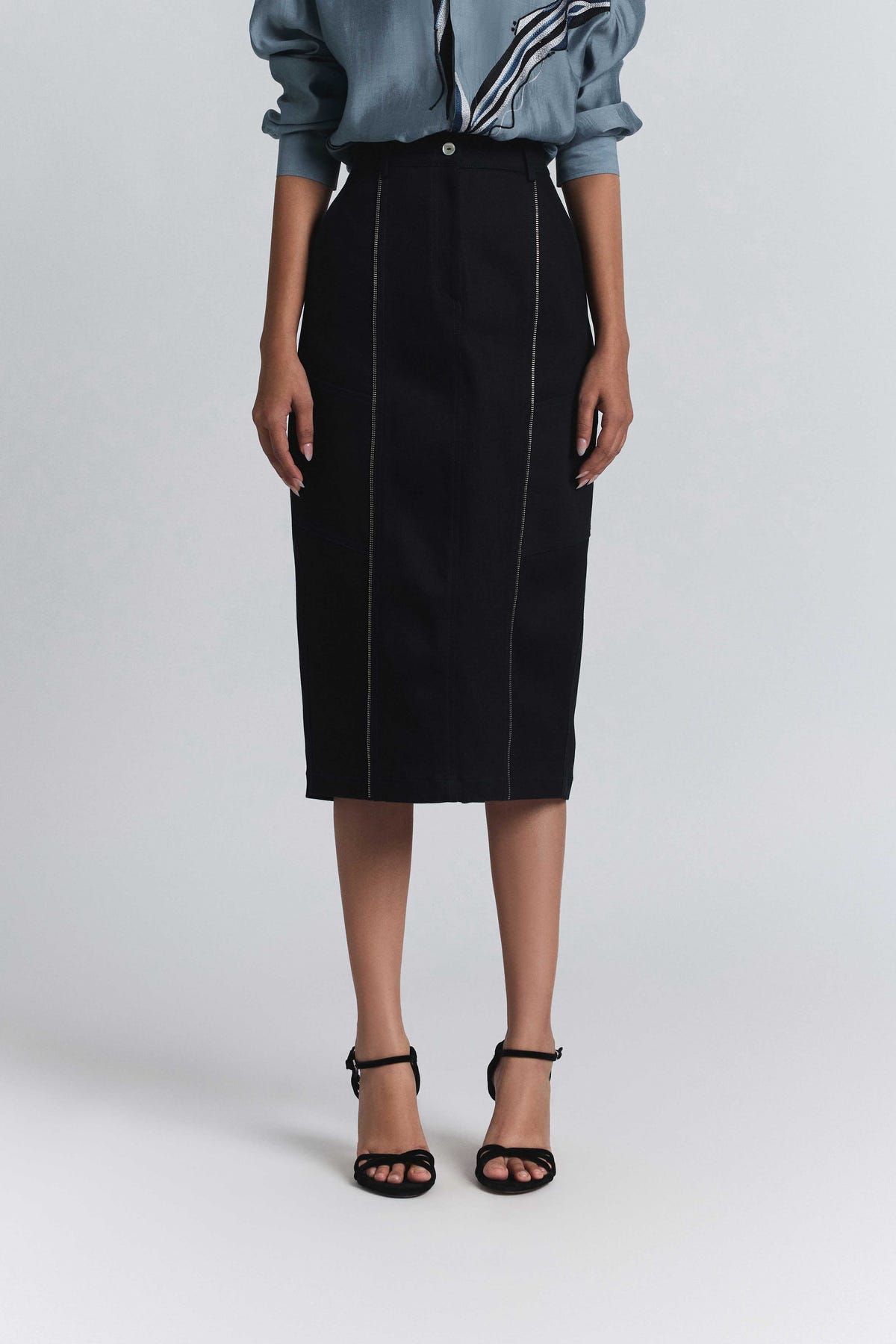 Torque Denim Midi Skirt - image 1