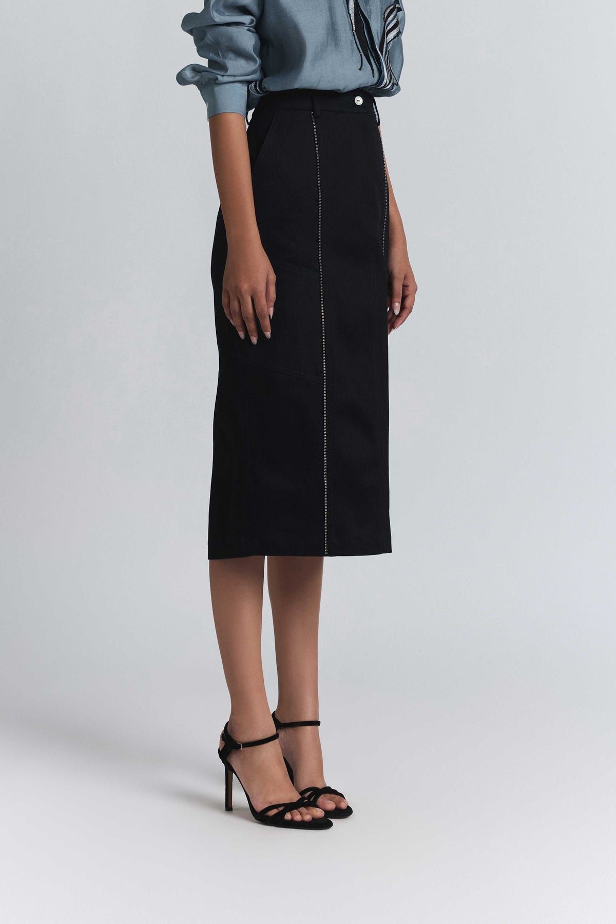 Torque Denim Midi Skirt - image 3
