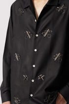 Oversized embroidered shirt(black) view 3